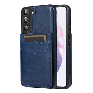 LEATHER PHONE CASE FOR SAMSUNG GALAXY S22 SERIES WITH CARD SLOT TO HOLD 5 CARDS