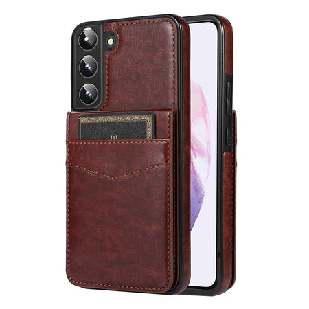 LEATHER PHONE CASE FOR SAMSUNG GALAXY S22 SERIES WITH CARD SLOT TO HOLD 5 CARDS