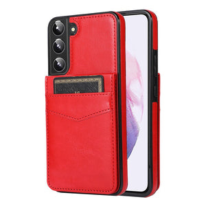 LEATHER PHONE CASE FOR SAMSUNG GALAXY S22 SERIES WITH CARD SLOT TO HOLD 5 CARDS