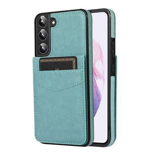 LEATHER PHONE CASE FOR SAMSUNG GALAXY S22 SERIES WITH CARD SLOT TO HOLD 5 CARDS