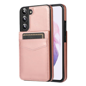 LEATHER PHONE CASE FOR SAMSUNG GALAXY S22 SERIES WITH CARD SLOT TO HOLD 5 CARDS