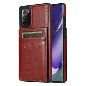 für Samsung Galaxy 5 Karten mit Standfuß (Lederoptik) Mobile Phone cases Handyhülle mit Kartenfach For Galaxy Note 8 Brown