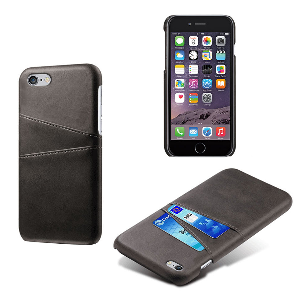 iPhone Leather-Look Case With Card Slots(For 2 Cards)