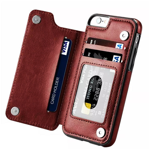 Luxury Leather iPhone Case With Card Holder(For 4 Cards)