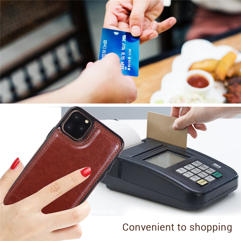 Luxury Leather iPhone Case With Card Holder(For 4 Cards)