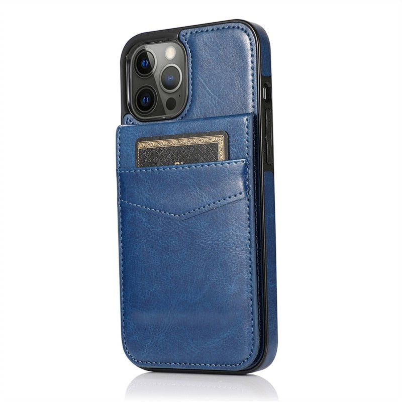 Leatheroid iPhone 14 Case With (Slots To Hold 5 Cards)
