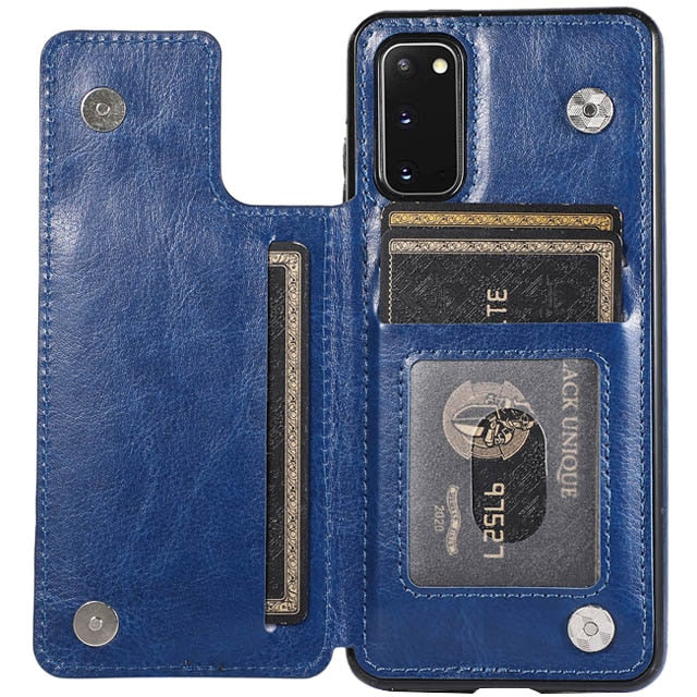 Luxury Leather Phone Case With Card Slot (Holds 4 Cards)- For Samsung Galaxy S22 Series