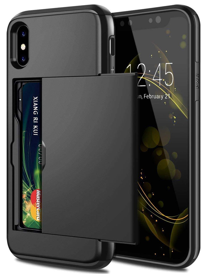 für Apple iPhone 8 Serie (2 Karten) Mobile Phone cases Handyhülle mit Kartenfach Black For iPhone 8Plus