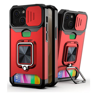 3-in-1 Shielded Ring Case With Card Slot For Apple iPhone 12 Series