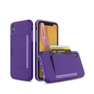 für Apple iPhone 6 Serie (3 Karten) Mobiltelefontaschen Handyhülle mit Kartenfach Purple For iPhone 6 & 6s