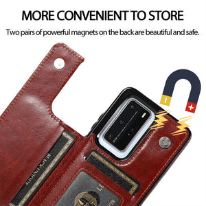 Luxury Leather  Phone Case For Huawei With Card Holder (For 4 Cards)