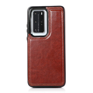 Luxury Leather  Phone Case For Huawei With Card Holder (For 4 Cards)