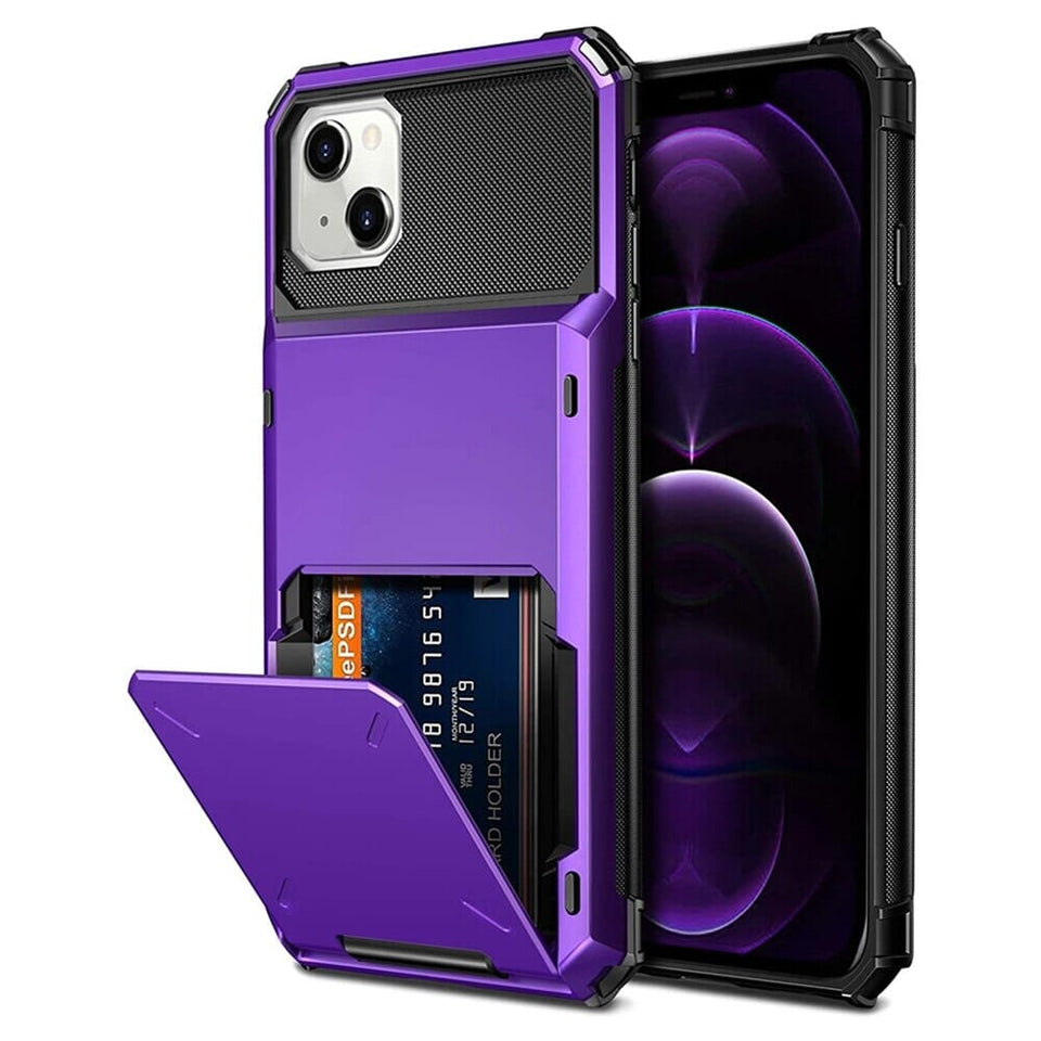 für Apple iPhone 7 Serie (5 Karten) Mobiltelefontaschen Handyhülle mit Kartenfach For iPhone 7 Plus Purple
