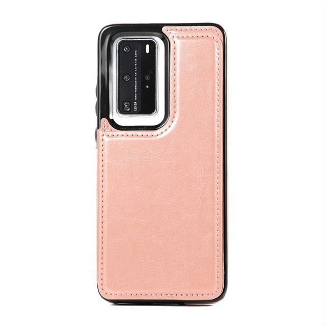 Luxury Leather  Phone Case For Huawei With Card Holder (For 4 Cards)