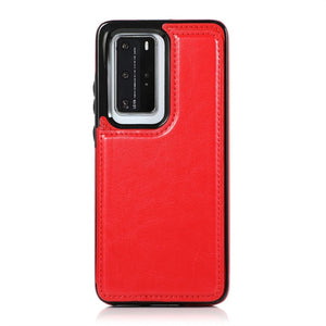 Luxury Leather  Phone Case For Huawei With Card Holder (For 4 Cards)