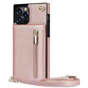 Reißverschluss Brieftasche iPhone Handyhülle - iPhone 8 Serie Handyhulle Handyhülle mit Kartenfach For iPhone 8 Rose Gold