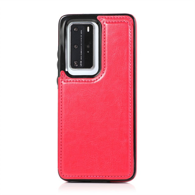 Luxury Leather  Phone Case For Huawei With Card Holder (For 4 Cards)