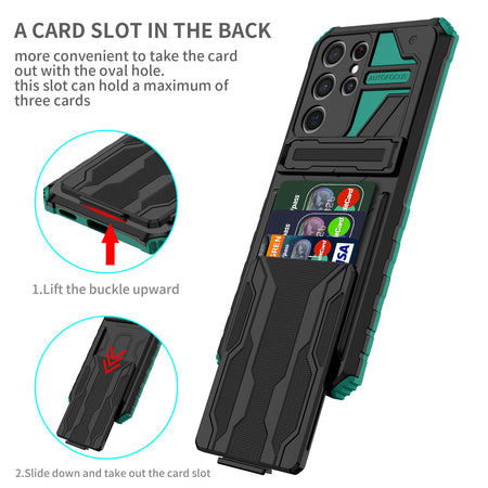 Samsung Phone Case With Card Slot & Kickstand(Card Slot For 3 Cards)