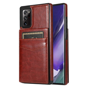 LEATHER PHONE CASE FOR SAMSUNG GALAXY NOTE 20 SERIES WITH CARD SLOT TO HOLD 5 CARDS