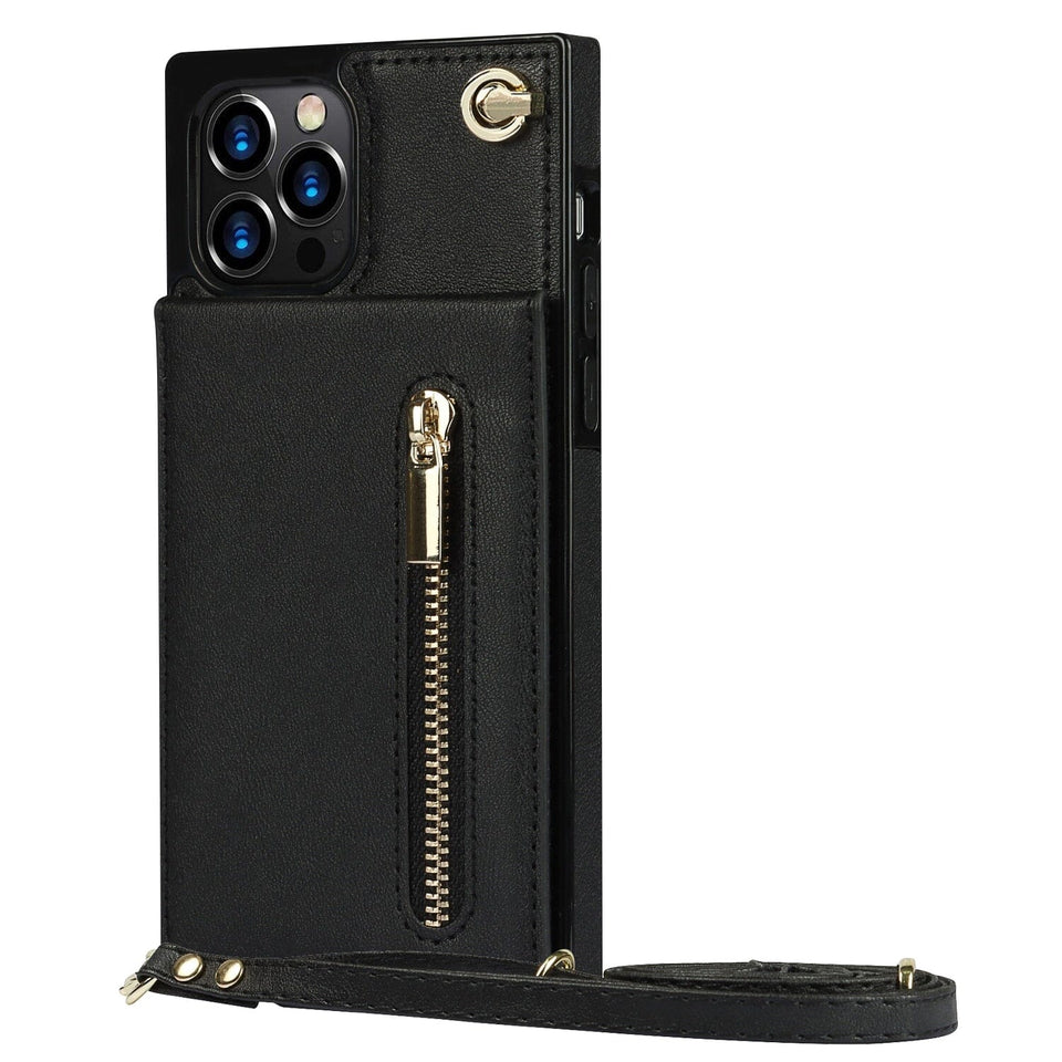 Reißverschluss Brieftasche iPhone Handyhülle - iPhone 8 Serie Handyhulle Handyhülle mit Kartenfach For iPhone 8 Black