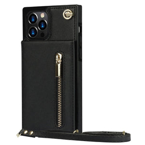 Reißverschluss Brieftasche iPhone Handyhülle - iPhone 7 Serie Handyhulle Handyhülle mit Kartenfach For iPhone 7 Black