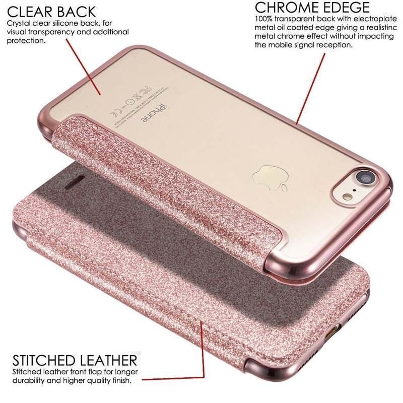 Bling Luxury  Leather +TPU Phone Case For iPhone