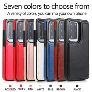 Luxury Leather  Phone Case For Huawei With Card Holder (For 4 Cards)