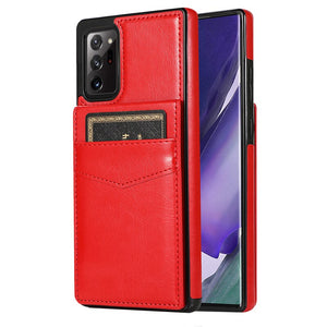 LEATHER PHONE CASE FOR SAMSUNG GALAXY NOTE 20 SERIES WITH CARD SLOT TO HOLD 5 CARDS