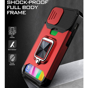 3-in-1 Shielded Ring Case With Card Slot For Apple iPhone 12 Series