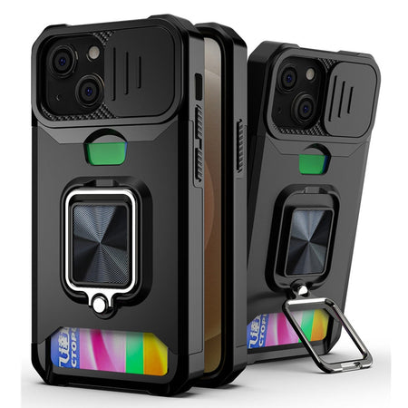 3-in-1 Shielded Ring Case With Card Slot For Apple iPhone 12 Series