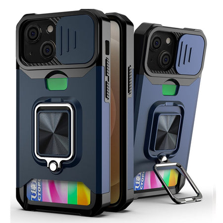 3-in-1 Shielded Ring Case With Card Slot For Apple iPhone 12 Series