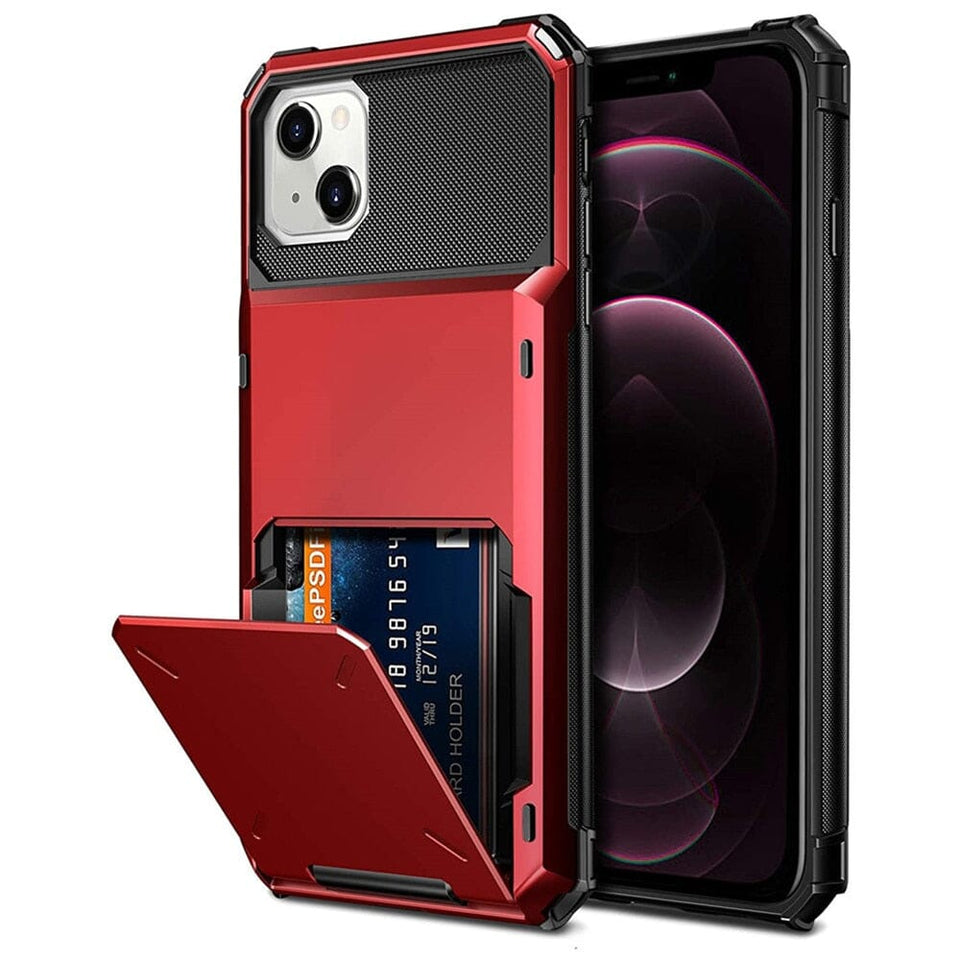 für Apple iPhone 6 Serie (5 Karten) Mobiltelefontaschen Handyhülle mit Kartenfach For 6 Plus (6S Plus) Red